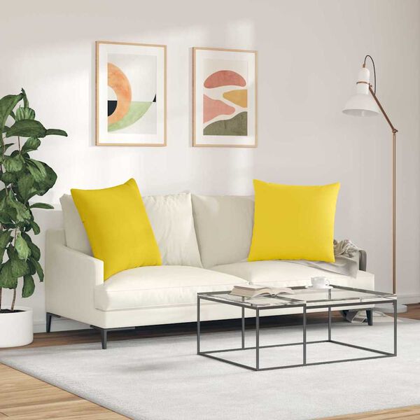 vidaXL Sofa Pillows 2 pcs Light Yellow 60 x 60 cm Fabric