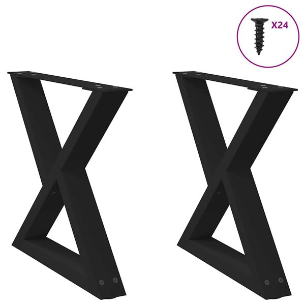 vidaXL Coffee Table Legs 2 pcs Black 60x(42-43.3) cm Steel
