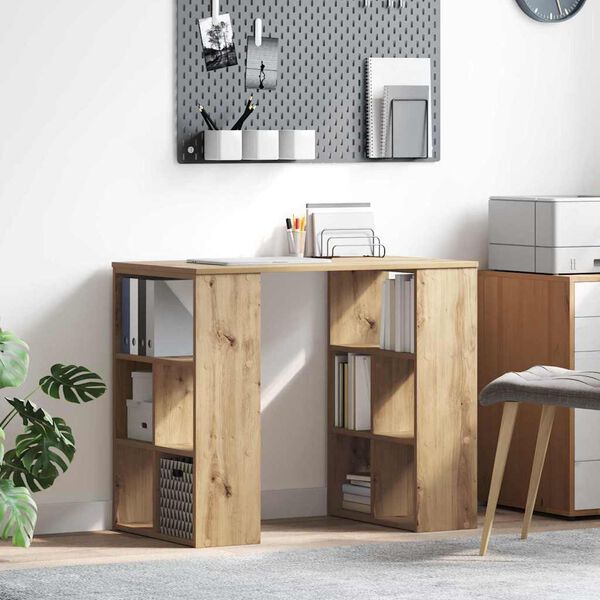 vidaXL Desk with Shelf Artisan Oak 90 x 50 x 75 cm Engineered Wood