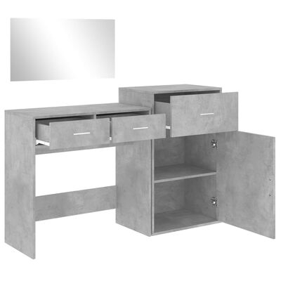 vidaXL 3 Piece Dressing Table Set Concrete Grey Engineered Wood