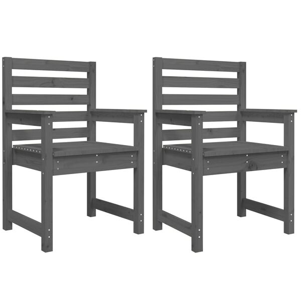 vidaXL Garden Chairs 2 pcs Grey 60x48x91 cm Solid Wood Pine