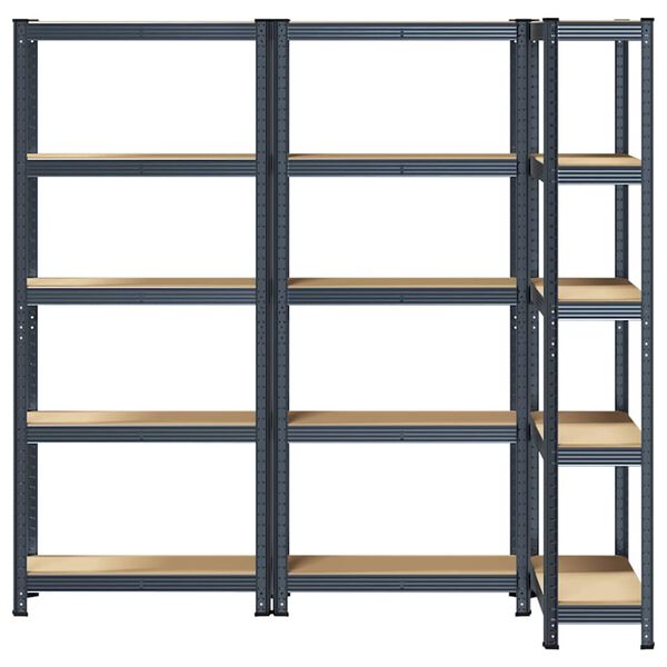 vidaXL 5-Layer Storage Shelves 3 pcs Anthracite Steel&Engineered Wood
