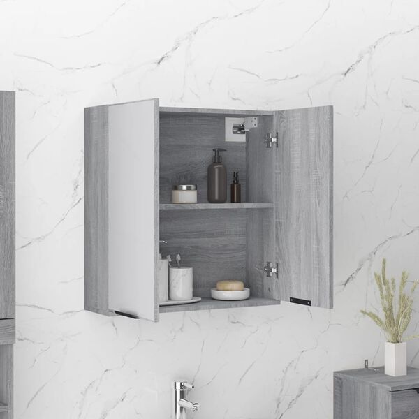 vidaXL Bathroom Mirror Cabinet Grey Sonoma 64x20x67 cm