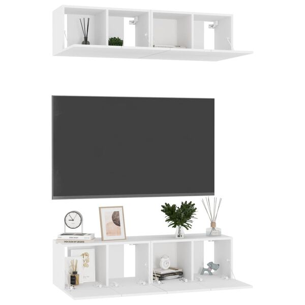 vidaXL TV Cabinets 4 pcs White 60x30x30 cm Engineered Wood