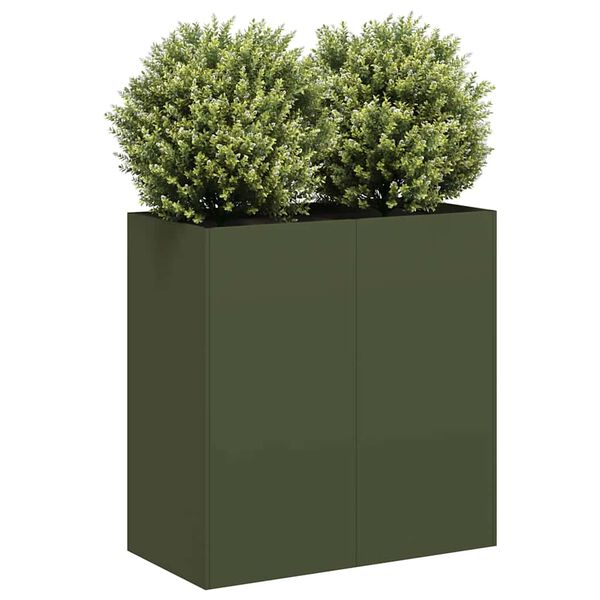 vidaXL Planter Olive Green 80x40x80 cm Cold-rolled Steel