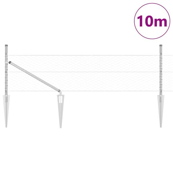 vidaXL Fence Post Silver 10 x 0.8 m (36 mm mesh) Steel