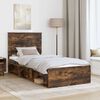 vidaXL Bed Frame with Headboard Smoked Oak 75 x 190 cm Solid Pine Wood