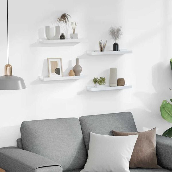 vidaXL Wall Shelves 4 pcs High Gloss White 40x9x3 cm