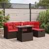 vidaXL 6 Piece Garden Sofa Set with Cushions Brown Poly Rattan Acacia