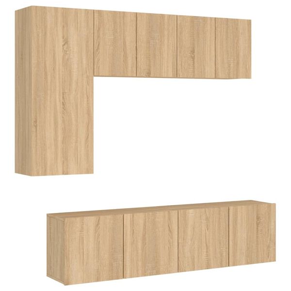 vidaXL 5 Piece TV Wall Units Sonoma Oak Engineered Wood