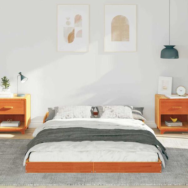 vidaXL Bed Frame Wax Brown 120 x 190 cm Solid Pine Wood