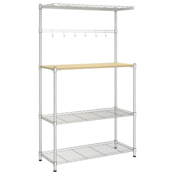 vidaXL 4-Tier Microwave Oven Shelf 90x35x150 cm Chromed Iron