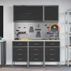 vidaXL Work Cabinet with Drawer 8 pcs Black Engineered Wood and Steel