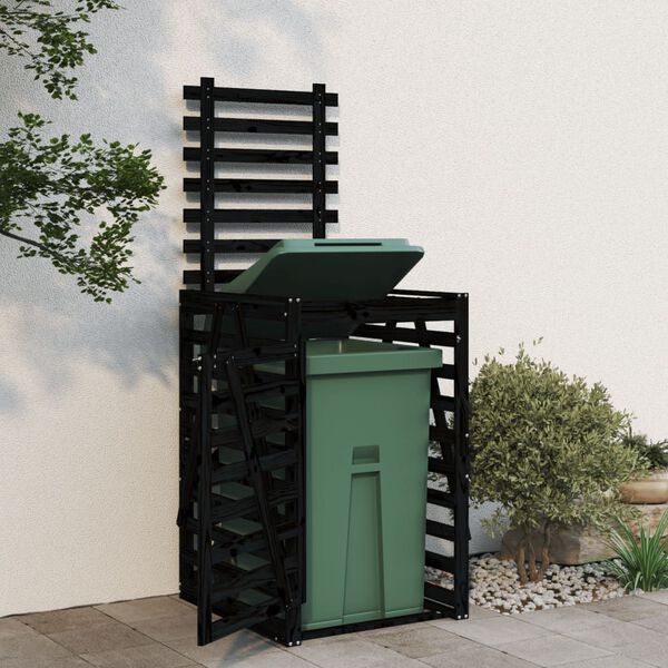 vidaXL Wheelie Bin Storage Black 84x90x128.5 cm Solid Wood Pine