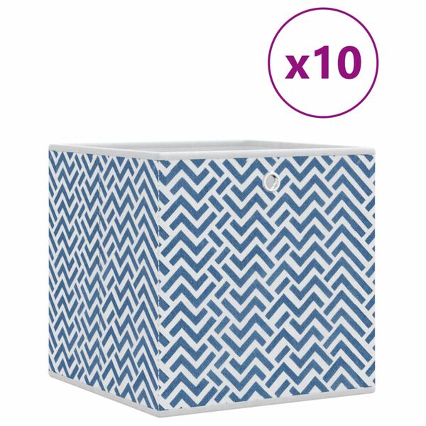 vidaXL Foldable Storage Boxes 10 pcs Blue 32x32x32 cm Non-woven Fabric