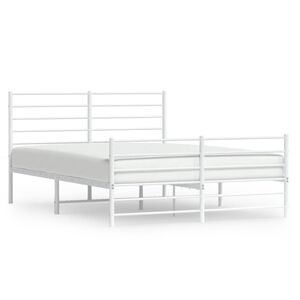 vidaXL Metal Bed Frame without Mattress with Footboard White 120x200cm