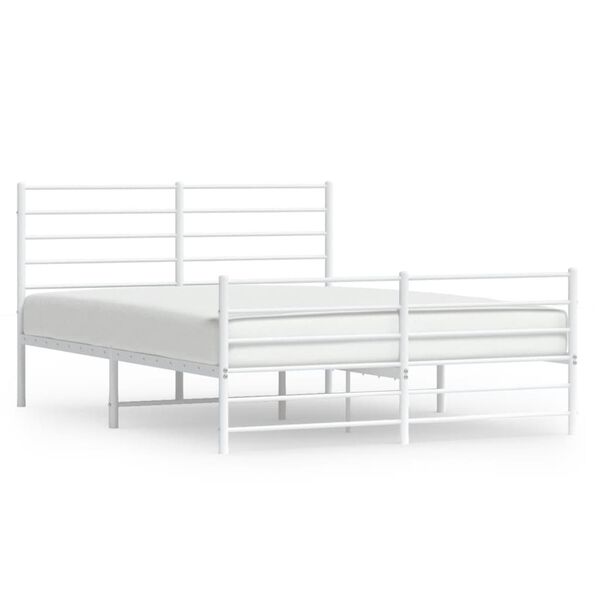 vidaXL Metal Bed Frame without Mattress with Footboard White 120x200cm