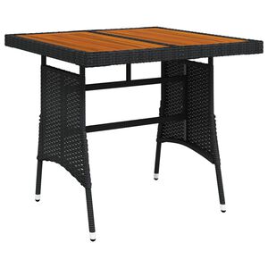 vidaXL Garden Table Black 70x70x72 cm Poly Rattan & Solid Acacia Wood