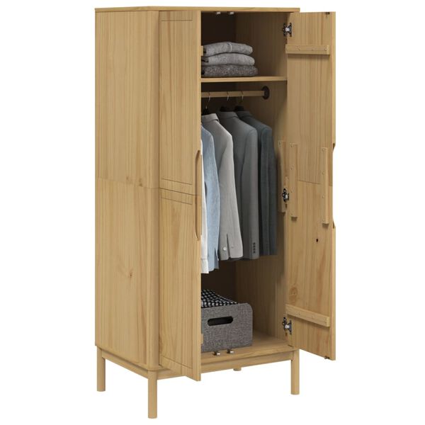 vidaXL Wardrobe FLORO Wax Brown 77x53x171 cm Solid Wood Pine