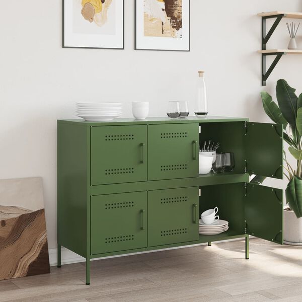 vidaXL Sideboard Olive Green 100.5x39x79 cm Steel