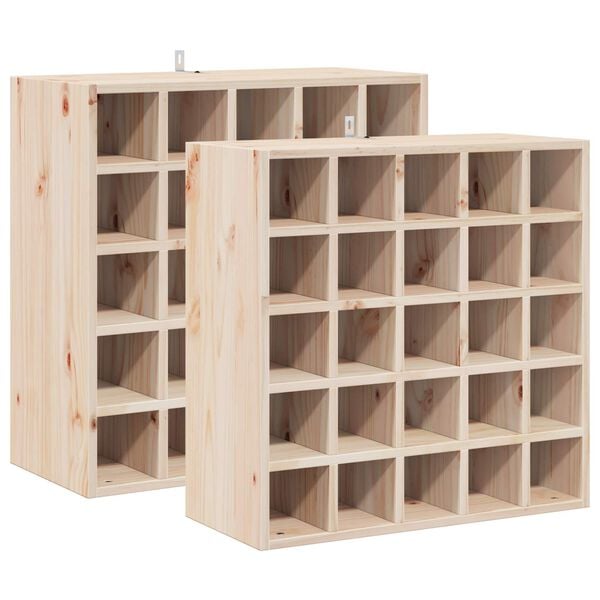 vidaXL Wine Rack 2 pcs Natural 56 x 25 x 56 cm Solid Pine Wood