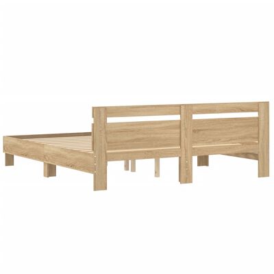 vidaXL Bed Frame with Headboard Sonoma Oak 160x200 cm Engineered Wood