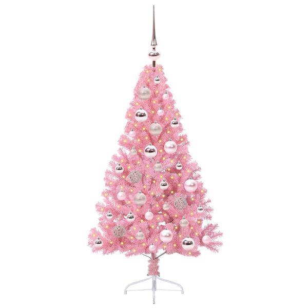 vidaXL Artificial Pre-lit Christmas Tree with 150 LEDs Pink 120 cm PVC