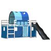 vidaXL Bunk Bed without Mattress with Slide and Curtains Blue 90x200 cm