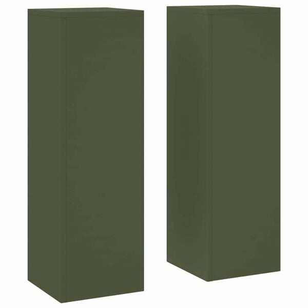 vidaXL Plant Stand 2 pcs Olive green 24 x 24 x 75 cm Steel