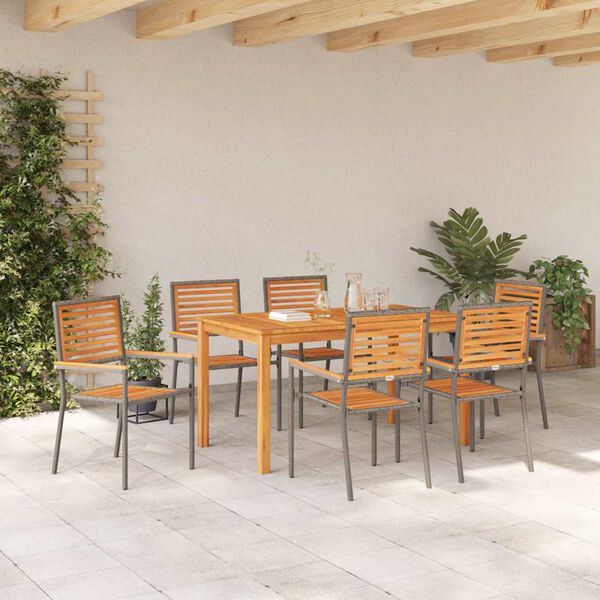 vidaXL Garden Dining Set 7 pcs Grey Solid Acacia Wood