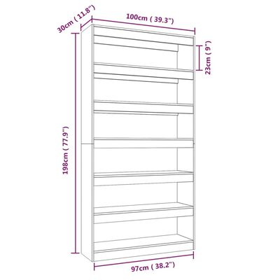 vidaXL Book Cabinet/Room Divider Concrete Grey 100x30x198 cm Engineered wood