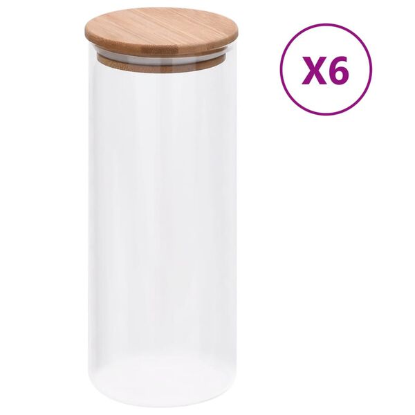 vidaXL Storage Glass Jars with Bamboo Lid 6 pcs 1000 ml
