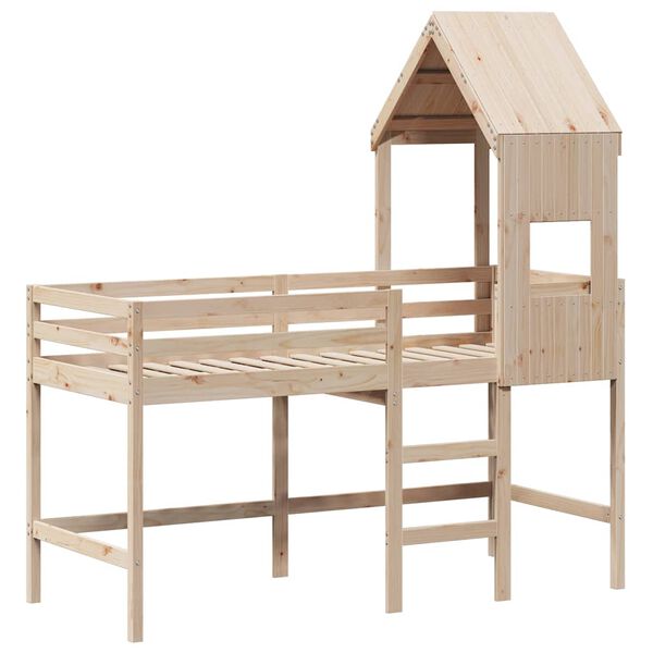 vidaXL Loft Bed with Ladder and Roof without Mattress 90x190 cm Single