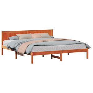 vidaXL Bed Frame Brown 200 x 200 cm Solid Pine wood