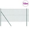 vidaXL Chain Link Fence with Posts Green 1.5 x 10 m Steel