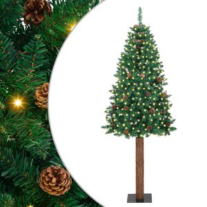 vidaXL Slim Christmas Tree Green 180 cm PVC and Solid Pine wood