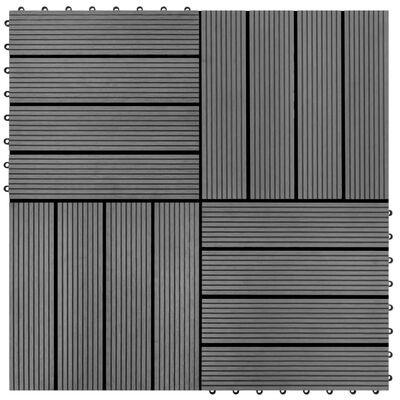 vidaXL WPC Tiles 30x30cm 11pcs 1m2 Grey