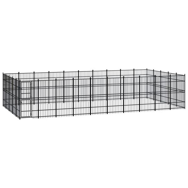 vidaXL Outdoor Dog Kennel Steel 46.08 m²