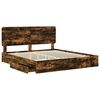 vidaXL Storage Bed with Drawer Smoked Oak 180 x 200 cm Engineered Wood