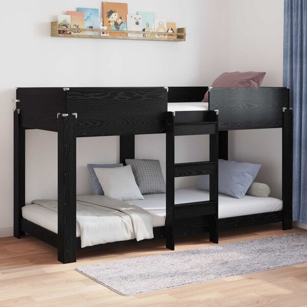vidaXL Bunk Bed for Kids Black Oak 100 x 200 cm Engineered Wood