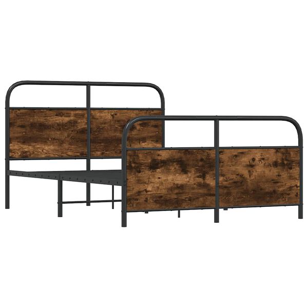 vidaXL Metal Bed Frame without Mattress Smoked Oak 137x190 cm