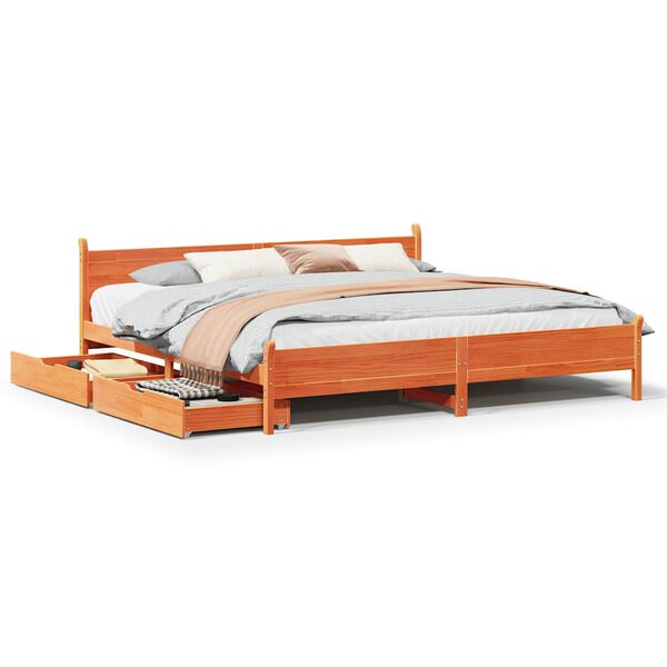 vidaXL Bed Frame without Mattress Wax Brown 200x200 cm Solid Wood Pine