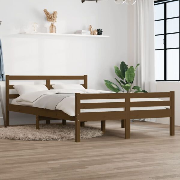 vidaXL Bed Frame without Mattress Honey Brown Solid Wood 140x190 cm