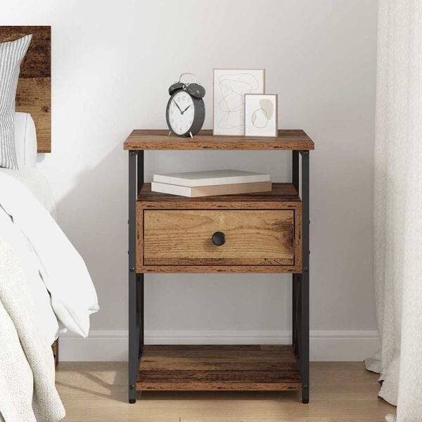 vidaXL Bedside Cabinet Old Wood 40 x 42 x 55 cm Engineered Wood