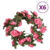 vidaXL Flower Garlands 6 pcs Red Pink 240 cm