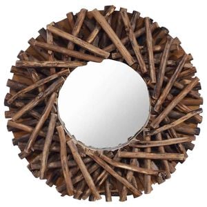 vidaXL Wall Mirror 40 cm Teak Round