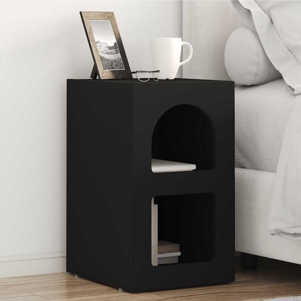 vidaXL Bedside Table Black 29.5 x 33.5 x 50 cm Engineered Wood