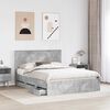 vidaXL Bed Frame with Drawer Concrete Grey 150 x 200 cm Engineer Wood
