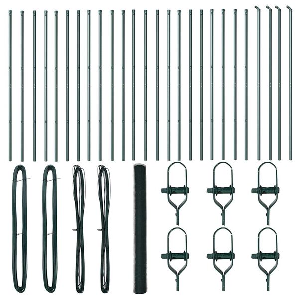 vidaXL Fence Post Green 50 x 1.6 m (25 mm mesh) Steel and PVC