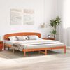 vidaXL Bed Frame with Headboard Wax Brown 200 x 200 cm Solid Pine Wood